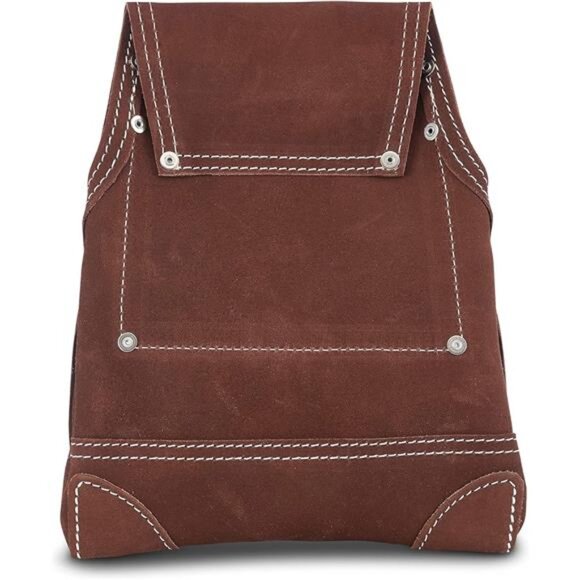 10-Pocket Suede Tool Pouch | Durable Construction Leather Tool Pouch | Brown - Picture 4 of 7